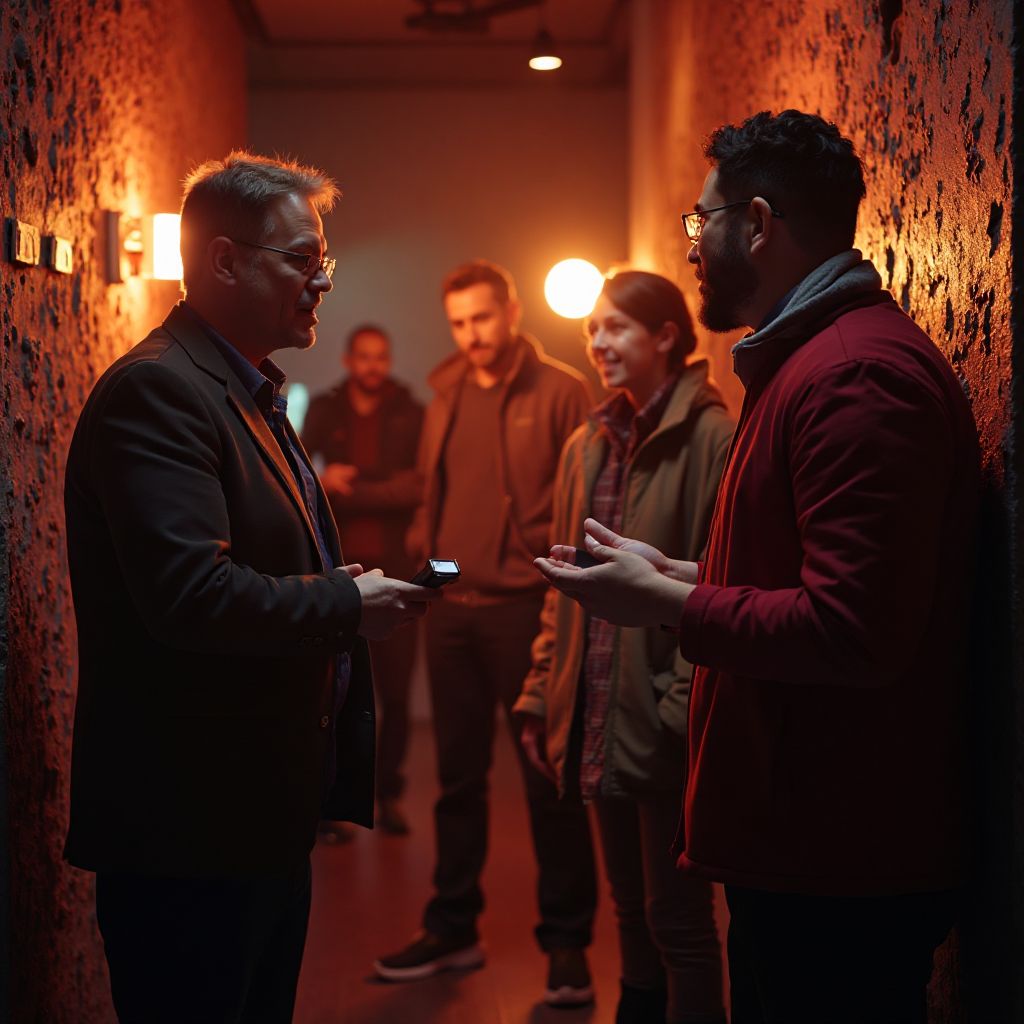 Staff briefing players